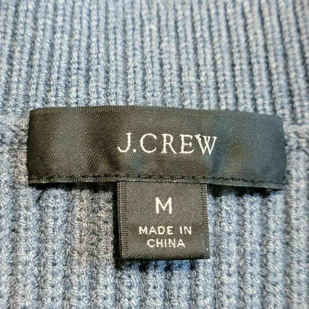 J.Crew Rib Knit Round Neck Long Sleeve Sweater Blue M Preppy Classic